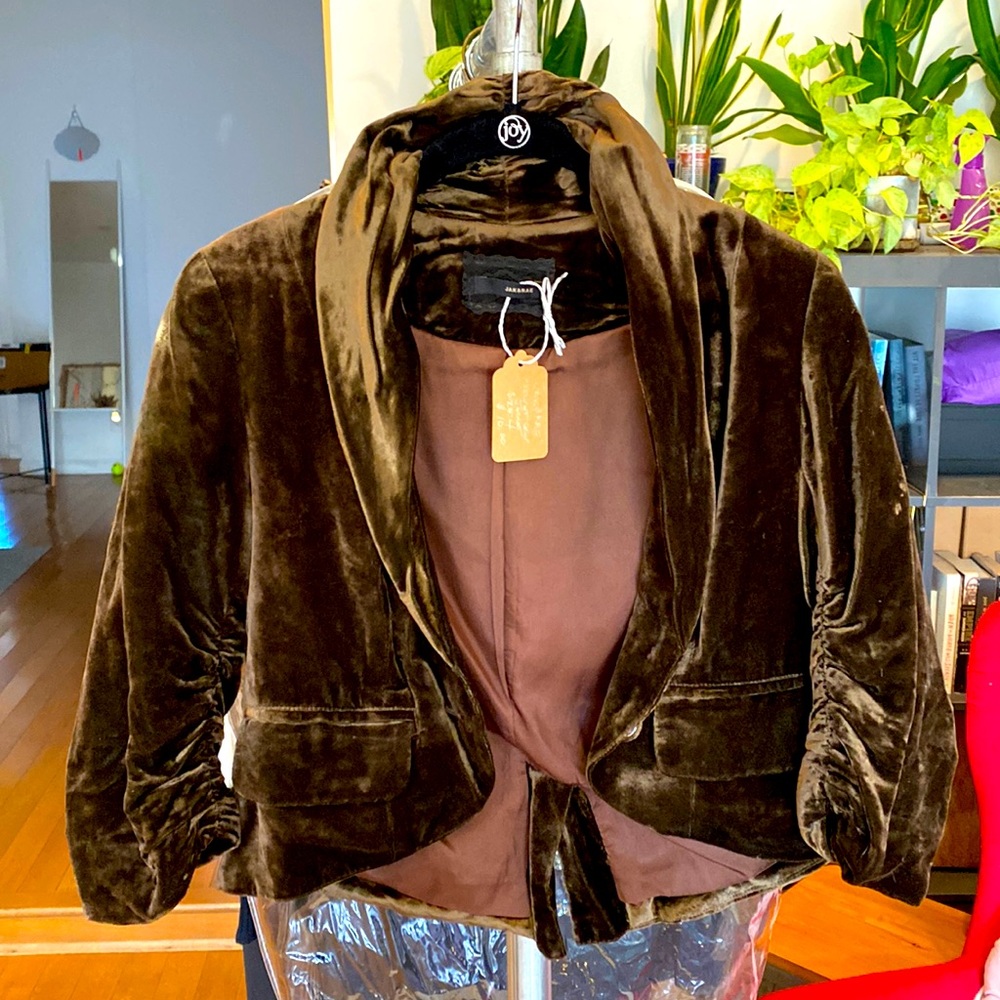 Cropped brown velvet bolero size 4